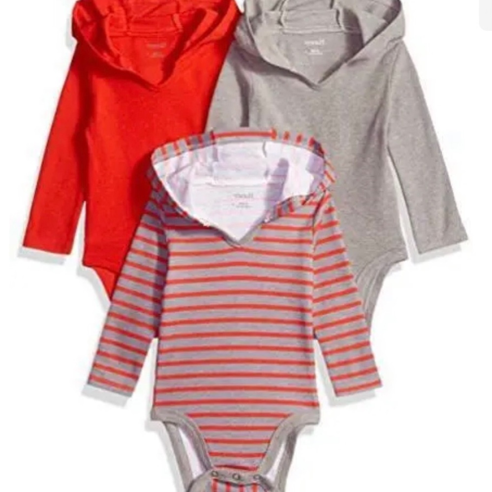 Baby Flexy 3Pack Hoodie Bodysuits. NWT